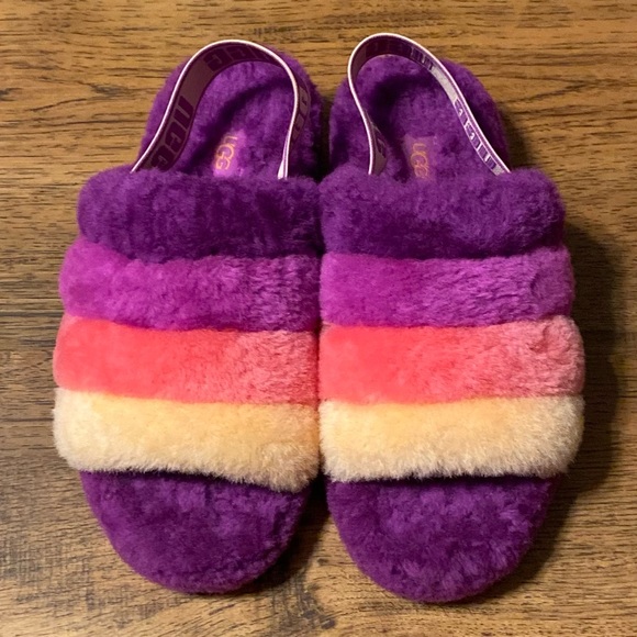 UGG Fluff Yeah Slide Berrylicious Multi Slippers Sandals Women’s - Picture 2 of 6